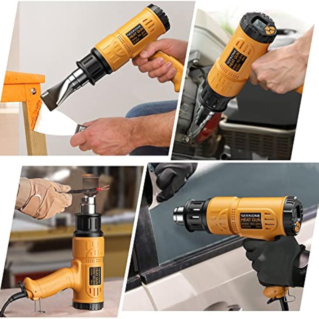 SEEKONE Professional Heat Gun 2000W 50℃- 600℃ with Large Digital LCD Display Industrial Hot Air Gun Kit Variable Temperature Control, Power-On Memory, ℃-℉ Conversion, Power-Off Delay Function