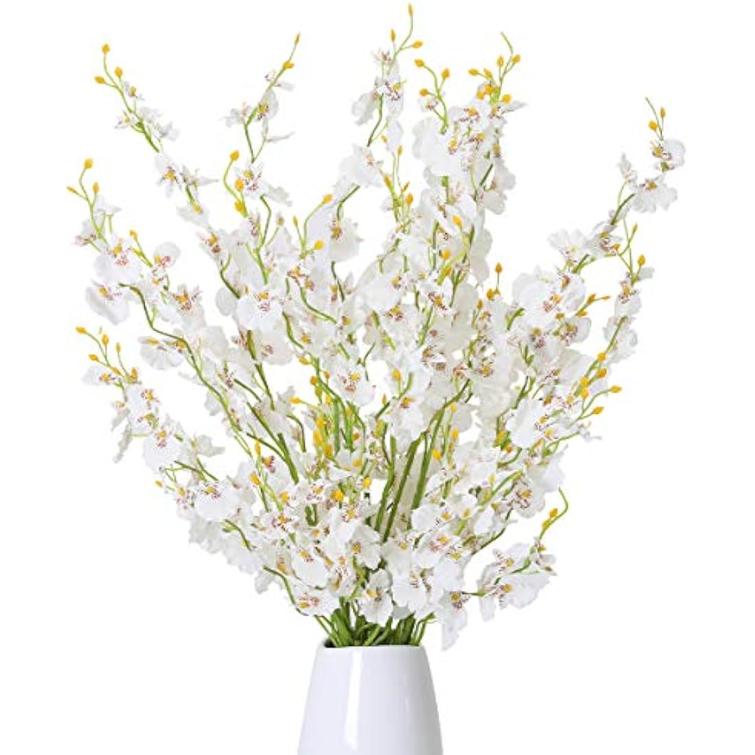Kisflower 12Pcs Artificial Dancing Orchids Flowers - White Silk Gypsophila Cherry Blossom for Home Decoration