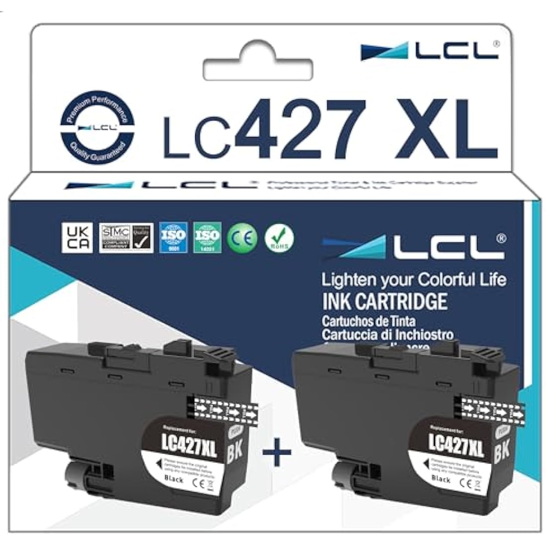 LCL LC-427XL Black High Capacity Ink Cartridge Replacement for Brother LC-427 LC427 LC-427XL LC427XL for MFC-J5955DW MFC-J6955DW MFC-J6957DW MFC-J6959DW HL-J6010DW (2Pack )
