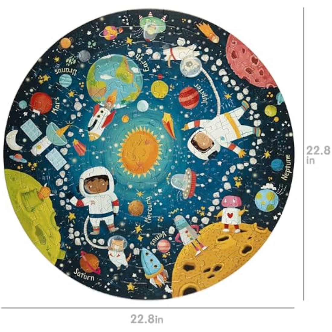 Boppi puzzles for 5+ year olds / 150 Piece Round Circle Space Jigsaw Puzzles for Kids Aged 5-8 Made with 100% Recycled Card – Space