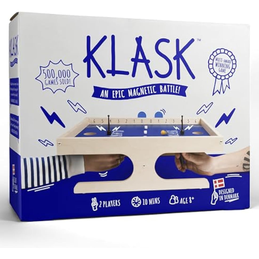 KLASK: The Magnetic Award-Winning Party Game of Skill - for Kids and Adults of All Ages That’s Half Foosball, Half Air Hockey
