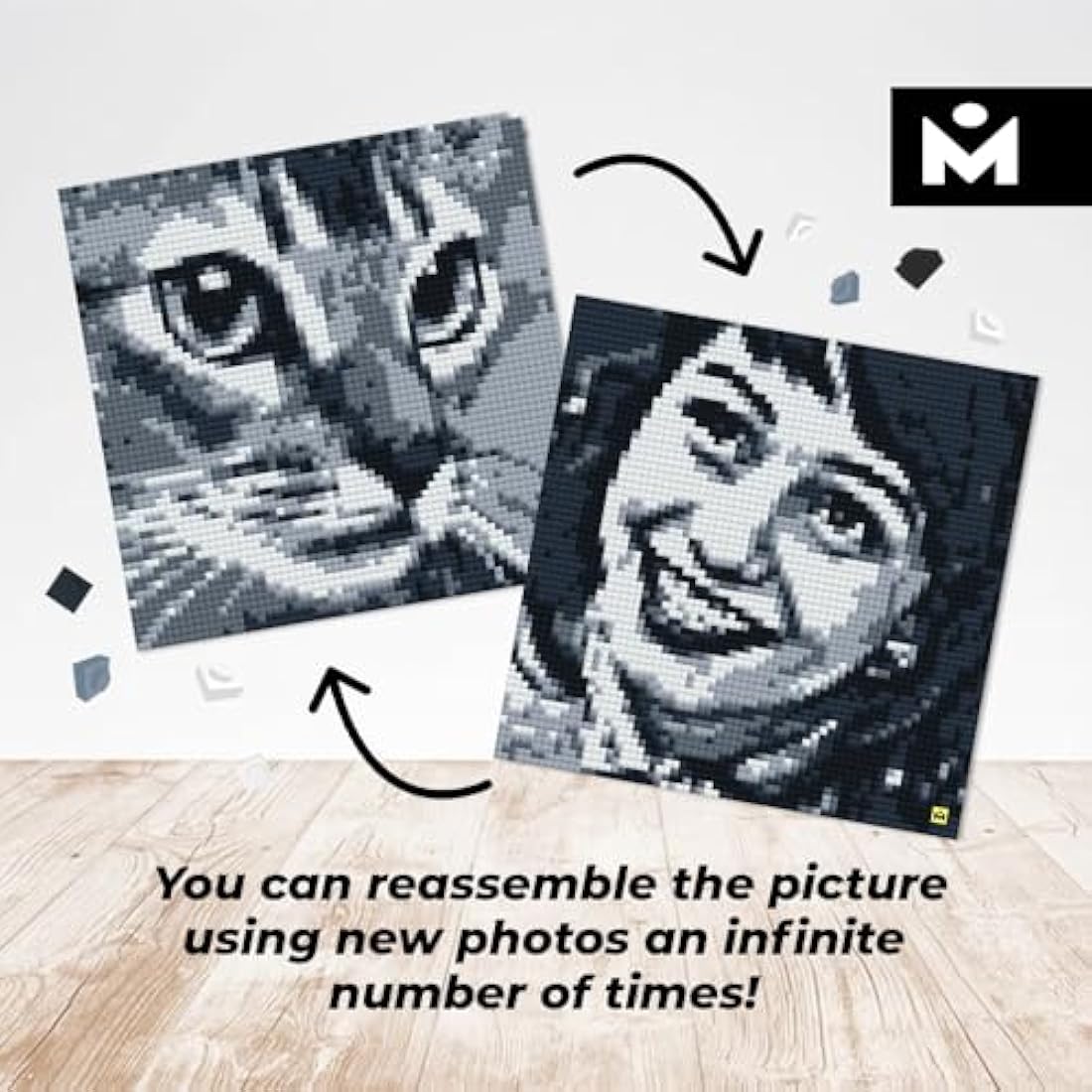 MOZABRICK Photo Construction Set Model S - Transform Any Picture into a Mosaic Wall Art Using Our Constructor and Web App. Infinite Pixel Art Possibilities Using Your Photos!