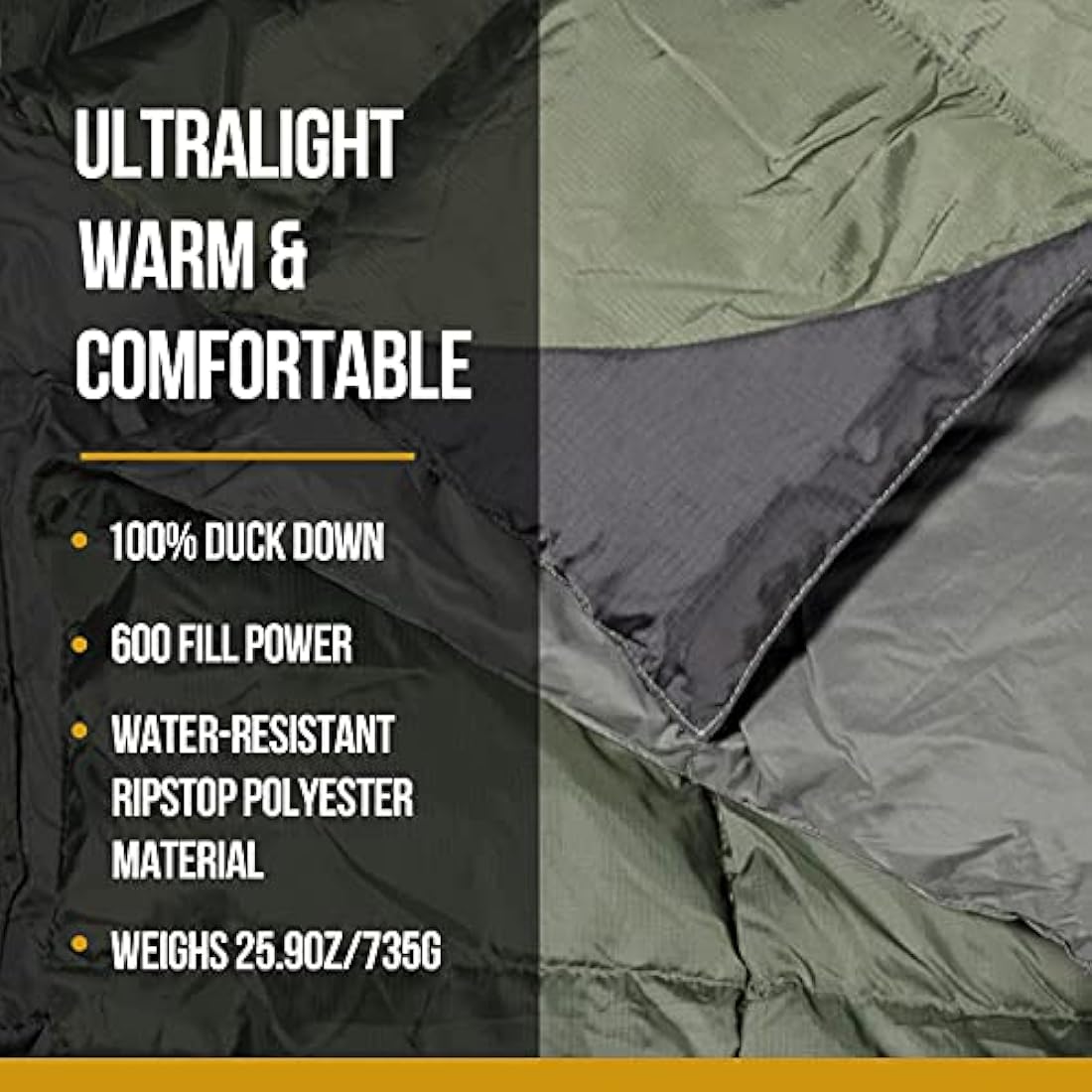 OneTigris Down Camping Blanket for Cold Weather Packable Puffy Backpacking Lightweight Quilt Hiking Gardening Travel Beach Picnic