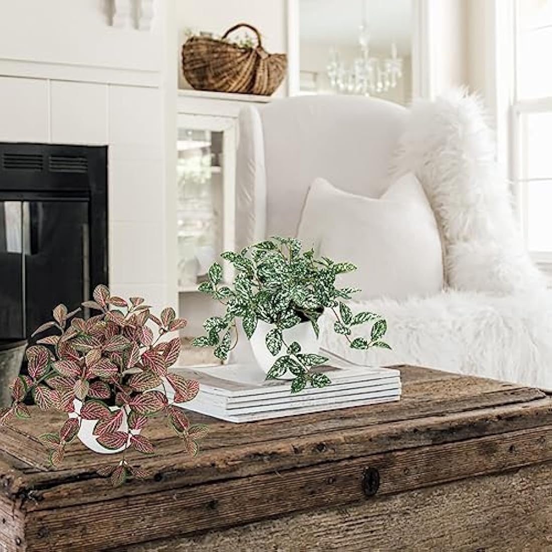 Small Artificial Plants Indoor in Pot Set of 2 Decorative Fake Plants Realistic Faux Plant Potted for Home Aesthetic Living Room Bathroom Desk Shelf Office Decoration