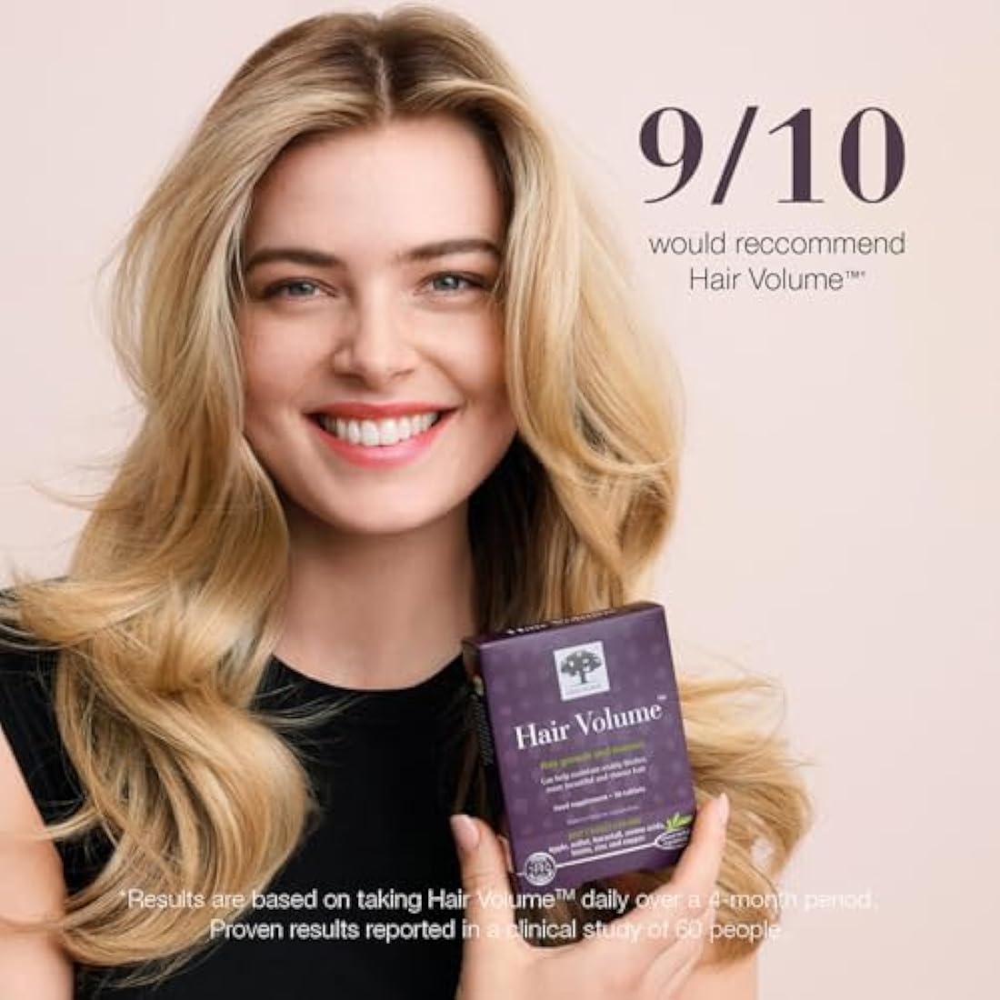 New Nordic Hair Volume 90 Tablets - Clinically Proven Hair Growth Vitamins - Biotin, Zinc & Apple - Visibly Thicker & Shiny Hair - for Women & Men