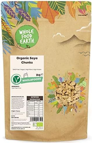 Wholefood Earth Organic Soya Chunks 2kg GMO Free | Vegan | High Fibre | High Protein | Certified Organic