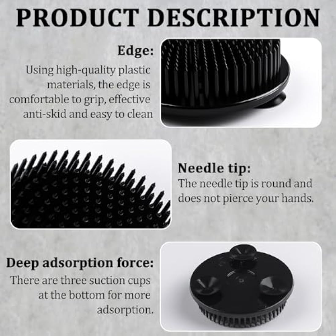 WANDIC Flower Frog, 4 Pcs Round Black Plastic Ikebana Kenzan Frogs Japanese Arranging Holder with 3 Suckers for DIY Flower Art Craft