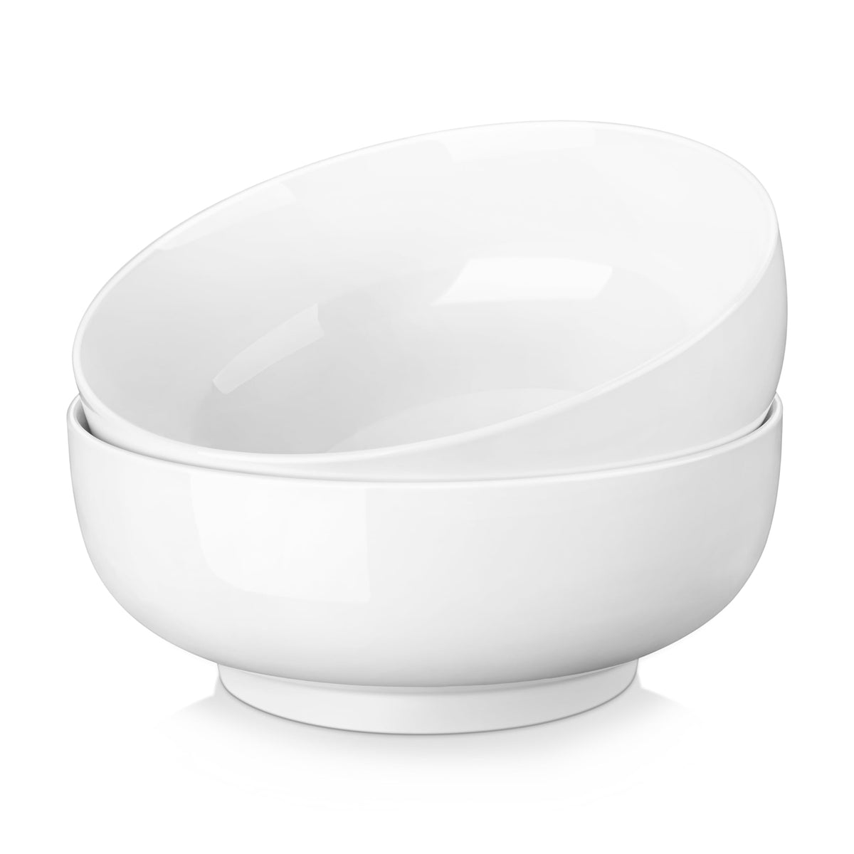 MALACASA Large Salad Bowls, Soup Bowl Set of 2, Porcelain Cereal Bowl, White Serving Bowls, Perfect for Noodles, Desserts and Breakfast, 3400ML,