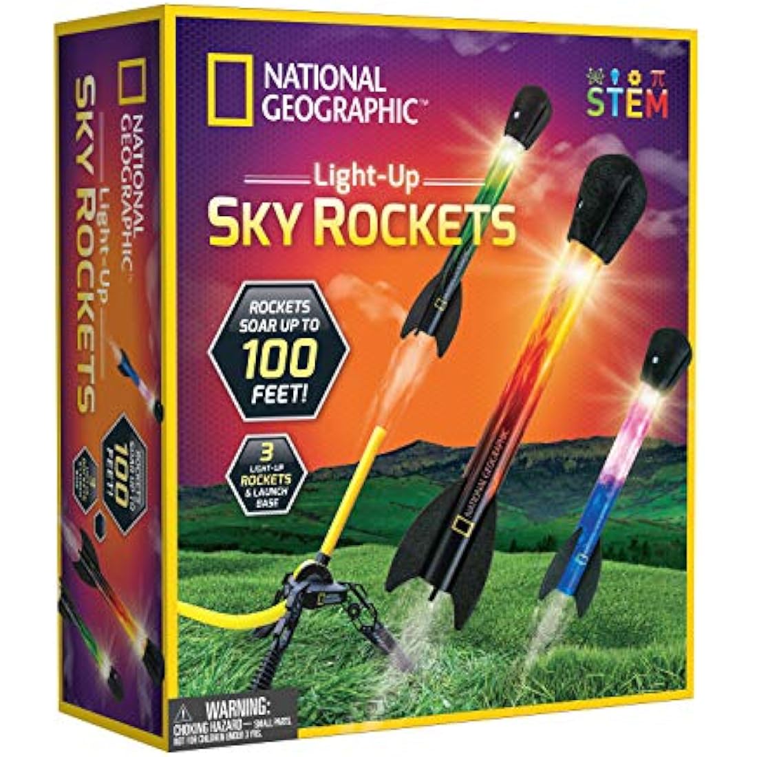 National Geographic Air Rocket Toy – LED Rocket Launcher for Kids, Jump & Launch Air Powered Foam Rockets up to 30.5 Meters, Kids Outdoor Activities