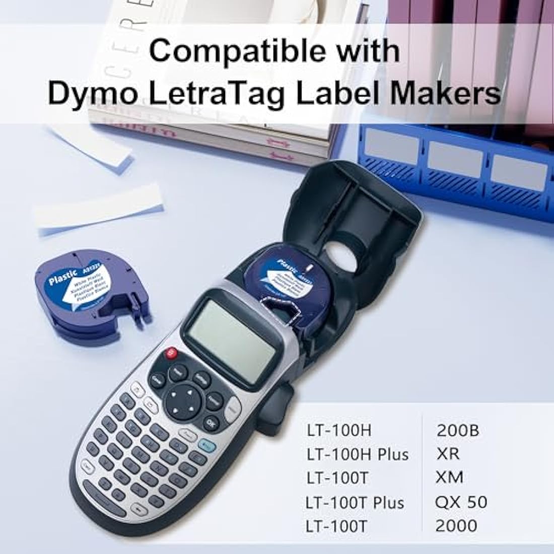 6X MarkField Compatibl with Dymo Letratag Tape 12 mm x 4 m, Black Print on White, Compatibl with Dymo Letratag Refills Labels for LT-100H LT-100T LT-110T QX50 XR 200B Plus