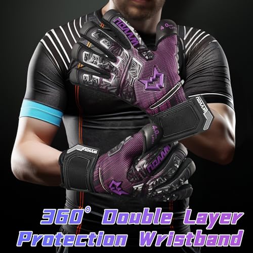 WVVOU Football Goalkeeper Gloves for Adults and Youth, High Performance with 5 Detachable Fingersave, Goalie Gloves with 4mm Sticky Latex Palm