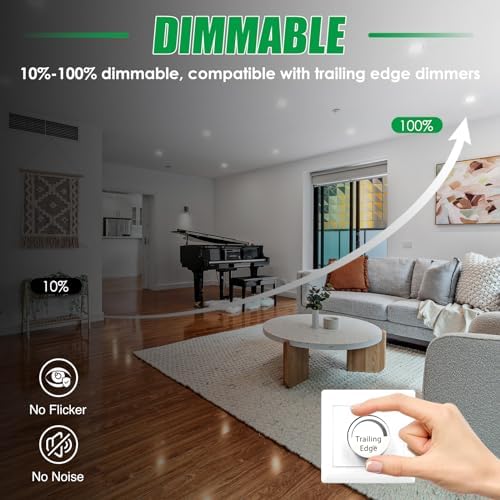 ALUSSO IP65 LED Downlights Ceiling Dimmable 10W 800LM LED Recessed Ceiling Spot Lights 3000K Warm 4000K Neutral 5700K Cool Adjustable Spotlights Ceiling Lights for Bathroom Kitchen, White, 6 Pack