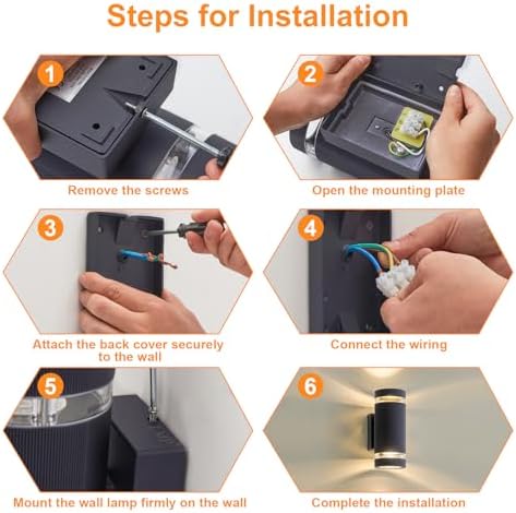 LMP Outdoor Wall Lights Mains Powered, Up Down Outside Lights Anthracite, IP65 External LED Front Door Lamp Porch Light Electric, Exterior GU10 Round Lighting Sconce Wall Mounted for House