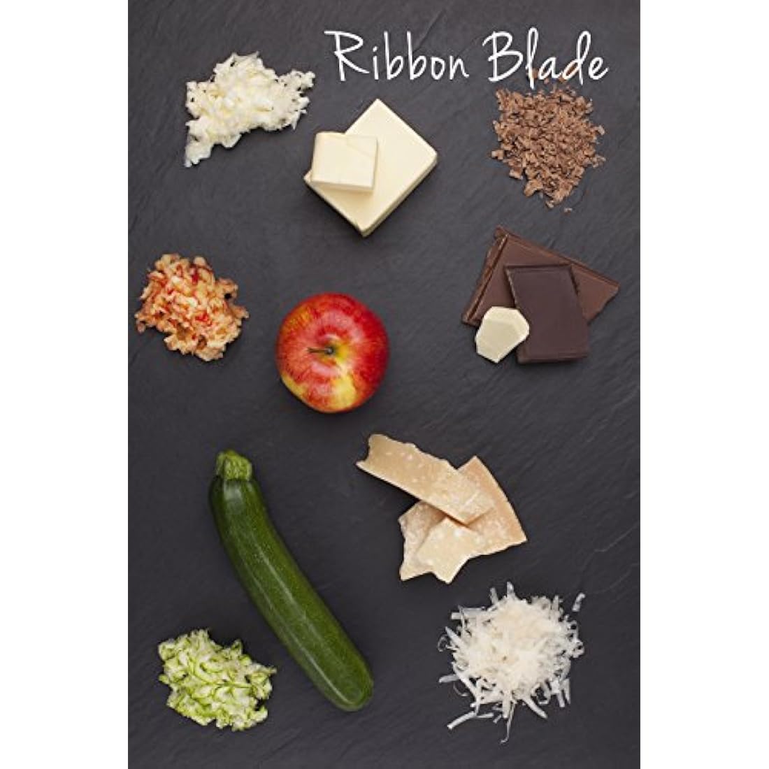 Microplane Kitchen Grater Ribbon for Hard Cheese, Apple, Carrot, Zucchini and Chocolate from The Gourmet Series in Black & Stainless Steel,45002