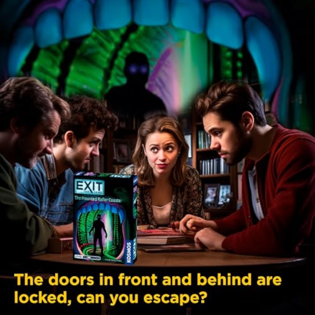 Thames & Kosmos - EXIT: The Haunted Roller Coaster - Level: 2/5 - Unique Escape Room Game - 1-4 Players - Puzzle Solving Strategy Board Games for Adults & Kids, Ages 10+ - 697907
