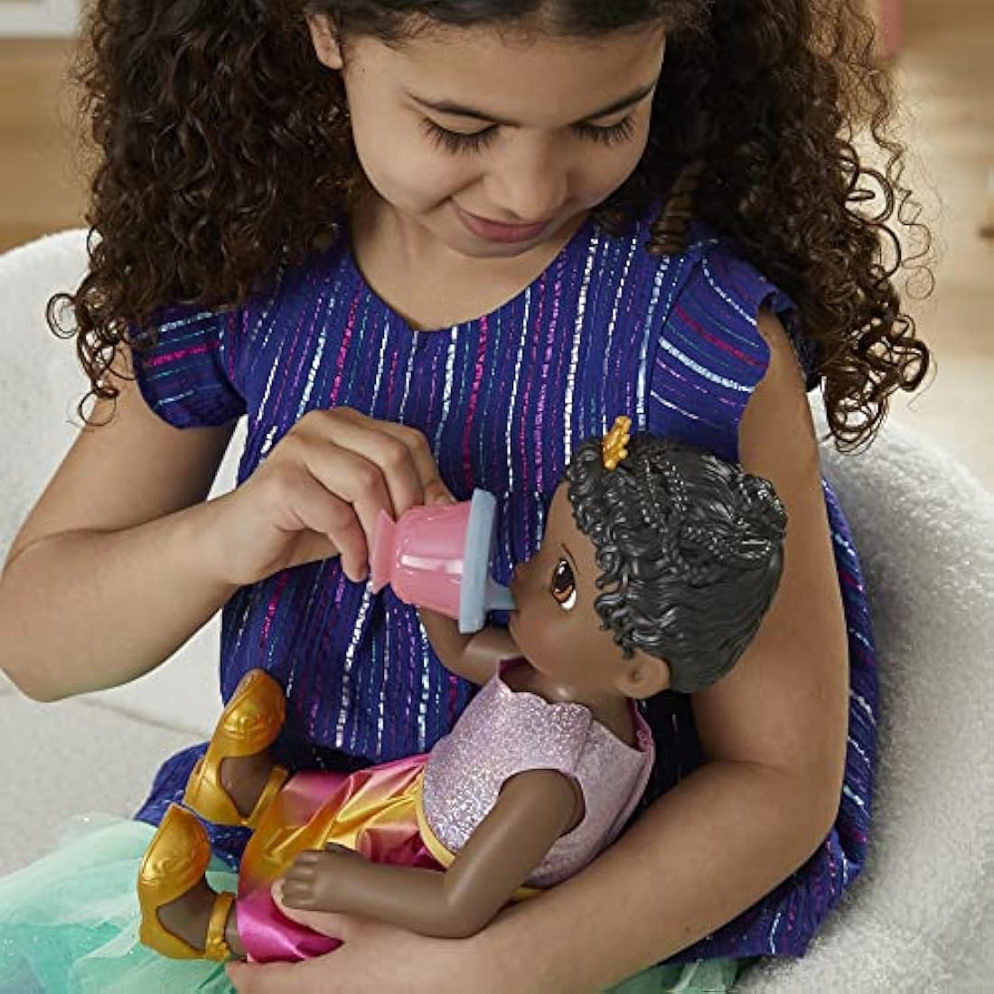 Baby Alive Princess Ellie Grows Up! Black Hair Doll, Interactive Baby Doll with Accessories, Talking Baby Dolls, Toys for 3 Year Old Girls and Boys and Up, 18-Inch