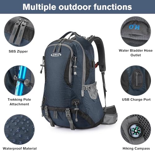 G4Free Hiking Backpack 50L Waterproof Backpack with Rain Cover for Mountaineering Travel Camping Trekking Outdoor Sports for Men Women