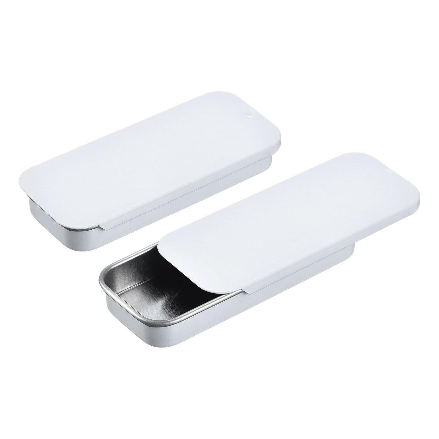 sourcing map 4 Pcs Metal Tin Box Container, 3.1x1.3x0.4 Inch Slide Top Tin Containers Empty Rectangular Storage Box Portable Mini Tin Case for Candy