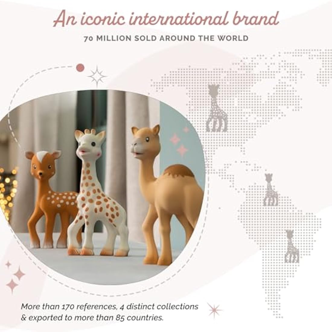 Sophie la Girafe Fanfan The Fawn Baby Teething Toy, 100% Natural Rubber Phthalate-Free Easy to Grip Baby Teether Suitable for Newborn Babies