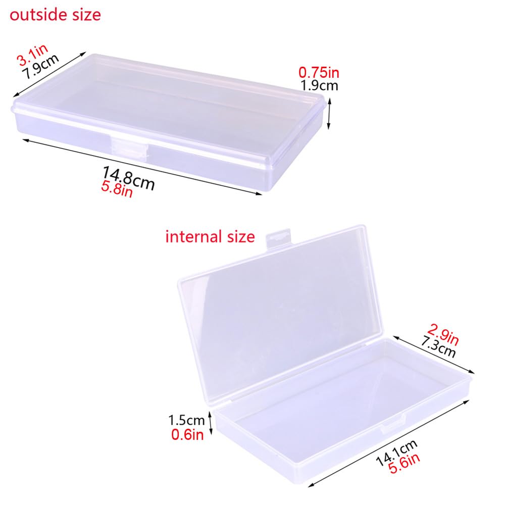 Gebildet 8 Pieces Mixed Sizes Rectangular Empty Mini Clear Plastic Organizer Storage Box Containers for Small Items and Other Craft Projects
