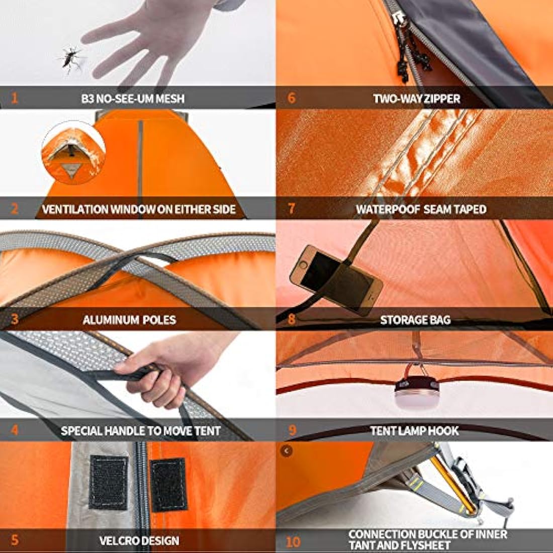 BISINNA 2 Man Camping Tent Waterproof Windproof Two Doors Lightweight Backpacking Tent Easy Setup Double Layer Outdoor Tent for Family Camping Hunting Hiking Mountaineering Travel