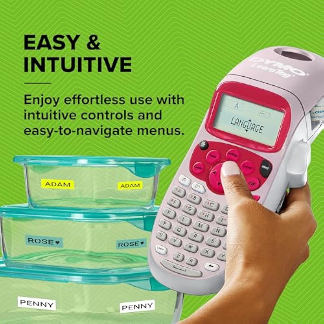 Dymo LetraTag LT-100H Handheld Label Maker | ABC Keyboard Label Printer with Easy-to-Use, 13 Character LCD Screen | Great for Home & Office Organisation | Pink
