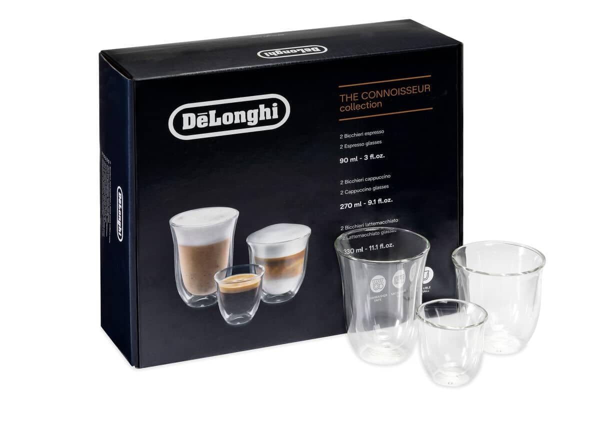 De'Longhi 5513296671 DLSC302 Delonghi Fancy Box 6er Set Thermo Glasses, Clear, 1L