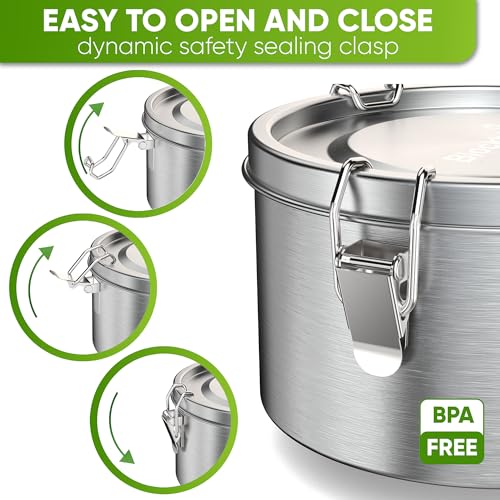 Blockhtte Stainless Steel Lunch Box, Round I 1800ml with Spork I Tiffin, Stainless Steel Food Containers Leakproof  Bento Metal Lunch Box for Adults