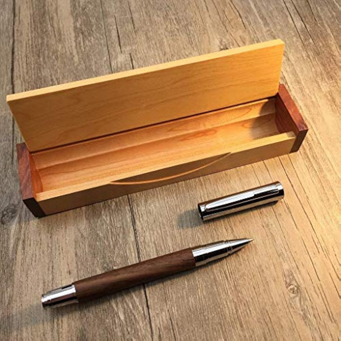 LACHIEVA LUX Elegant Walnut Rollerball Pen Set.Nice Wood Roller Pen with German-made Refill. Luxury Wooden Writing Pen for Men, Women. Executive, Office Gift (Walnut)