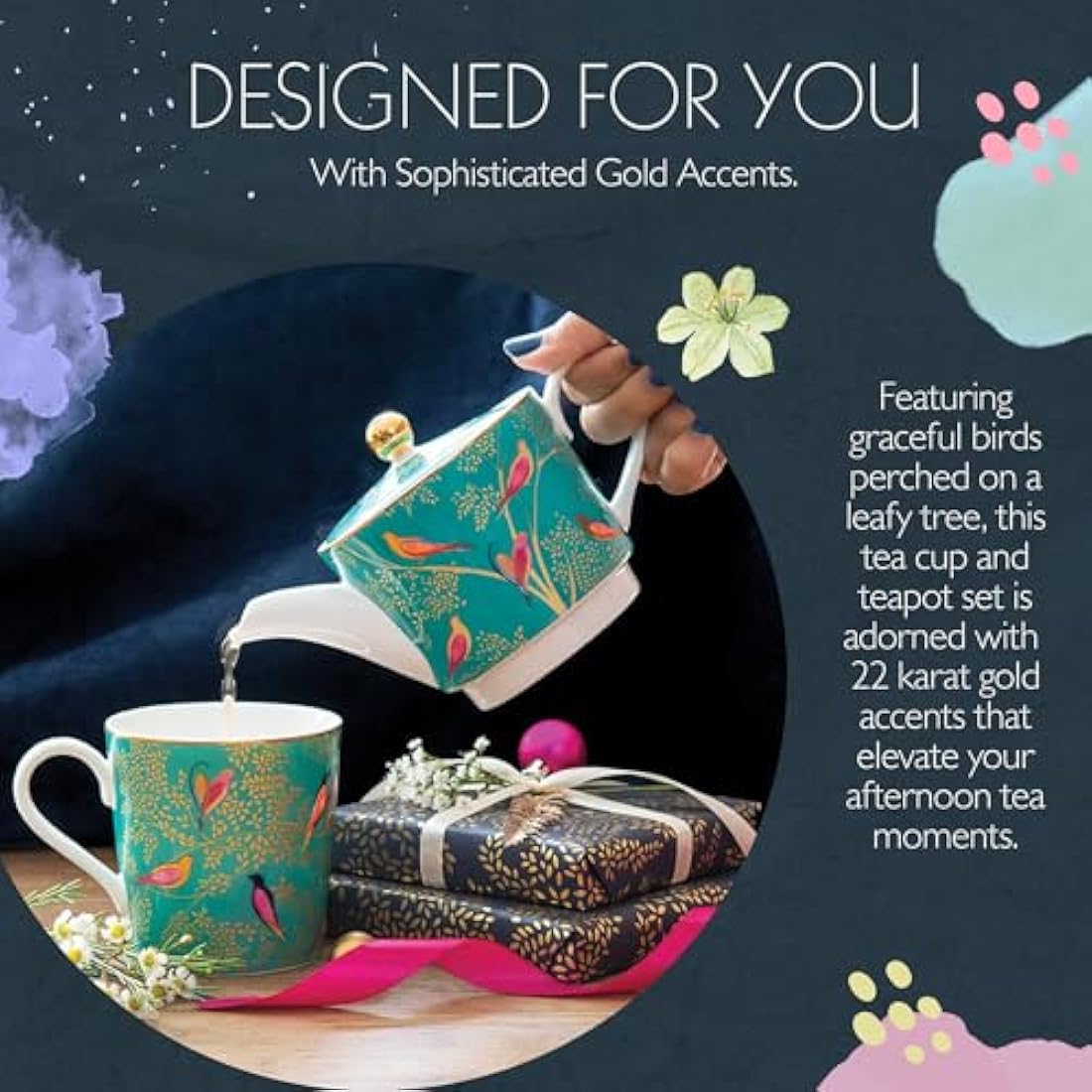 Sara Miller London Chelsea Collection Tea for One Green