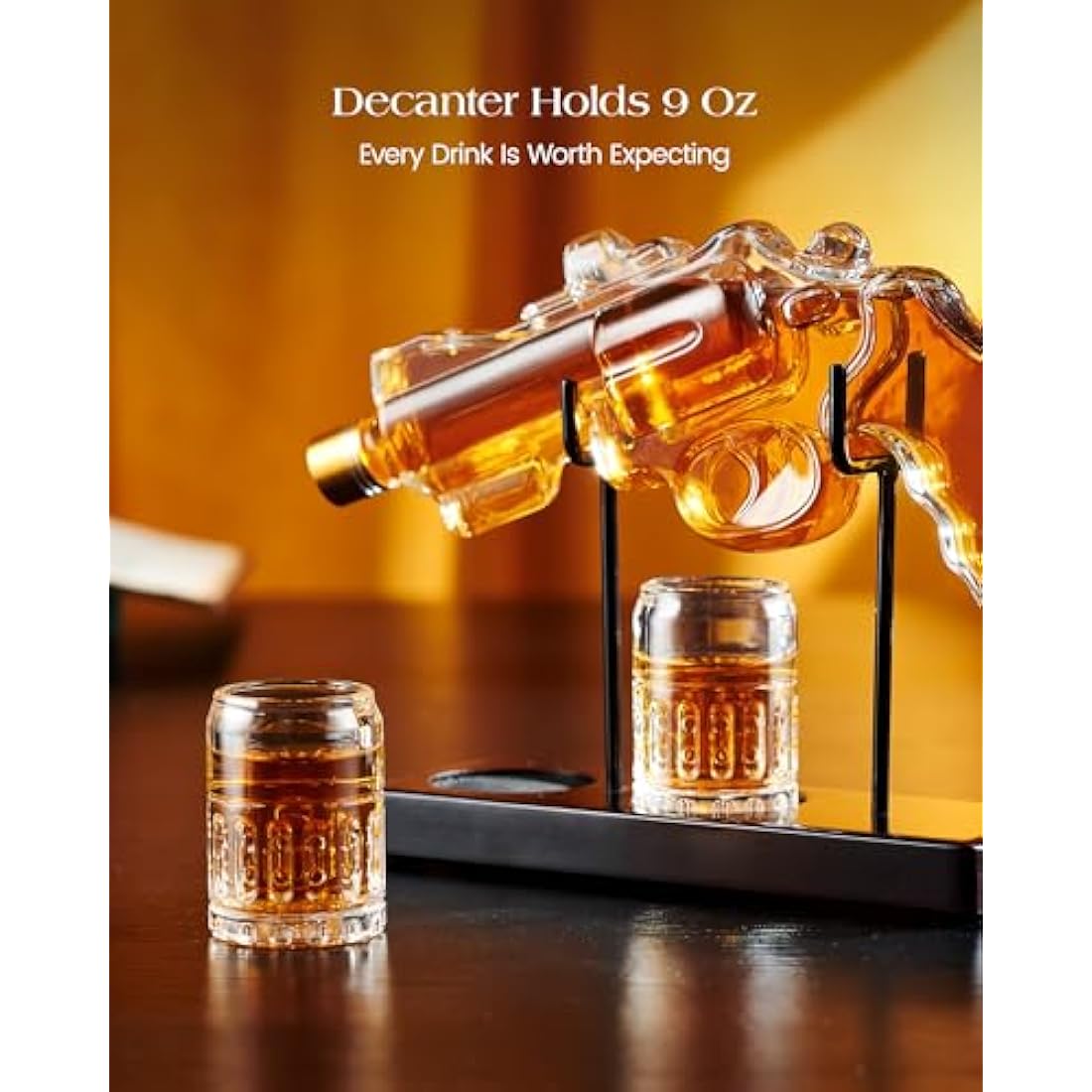Gifts for Men Dad, Kollea Gun Whiskey Decanter Set with Glasses, Unique Birthday Anniversary Housewarming Gifts for Him Husband Grandpa, Cool Tequila Liquor Dispenser for Home Bar