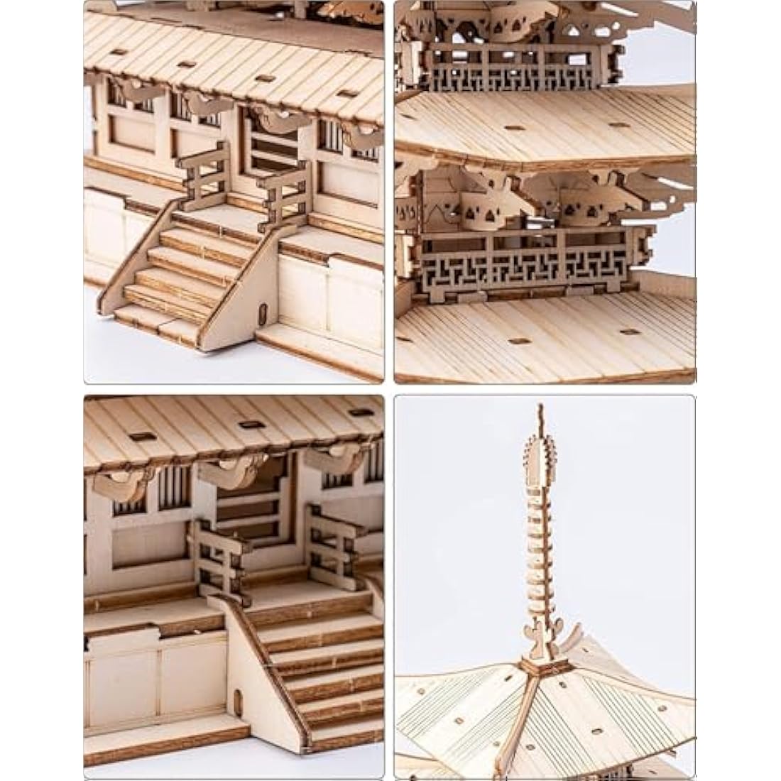ROWOOD 3D Wooden Puzzle Five-storied Pagoda, Japanese Temple Model Kit for Adults to build, DIY Wooden Model Building Construction Craft Kits, Ideal as Christmas And Birthday Gift