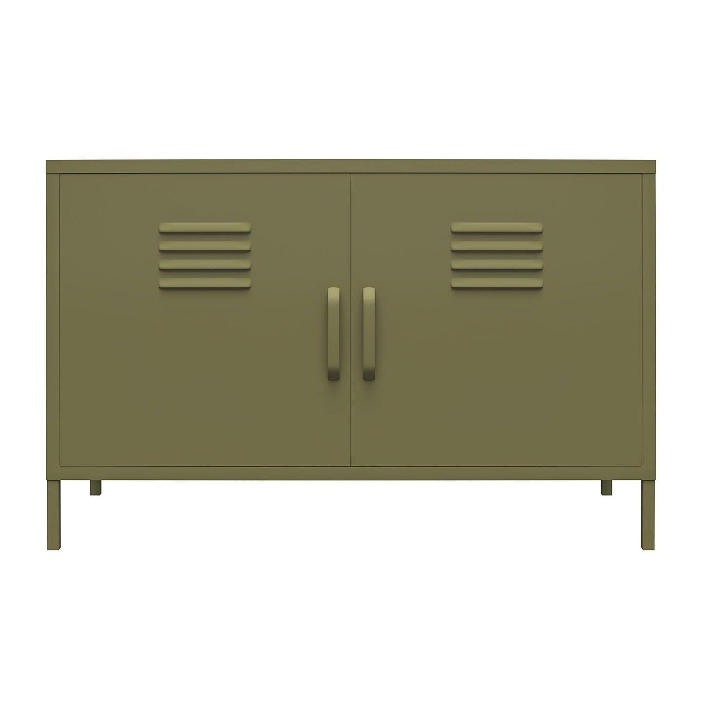 DHP Bradford 2 Door Metal Locker Accent Cabinet – Lockable Freestanding Metal Storage Sideboard Cupboard with Adjustable Shelf & Keys