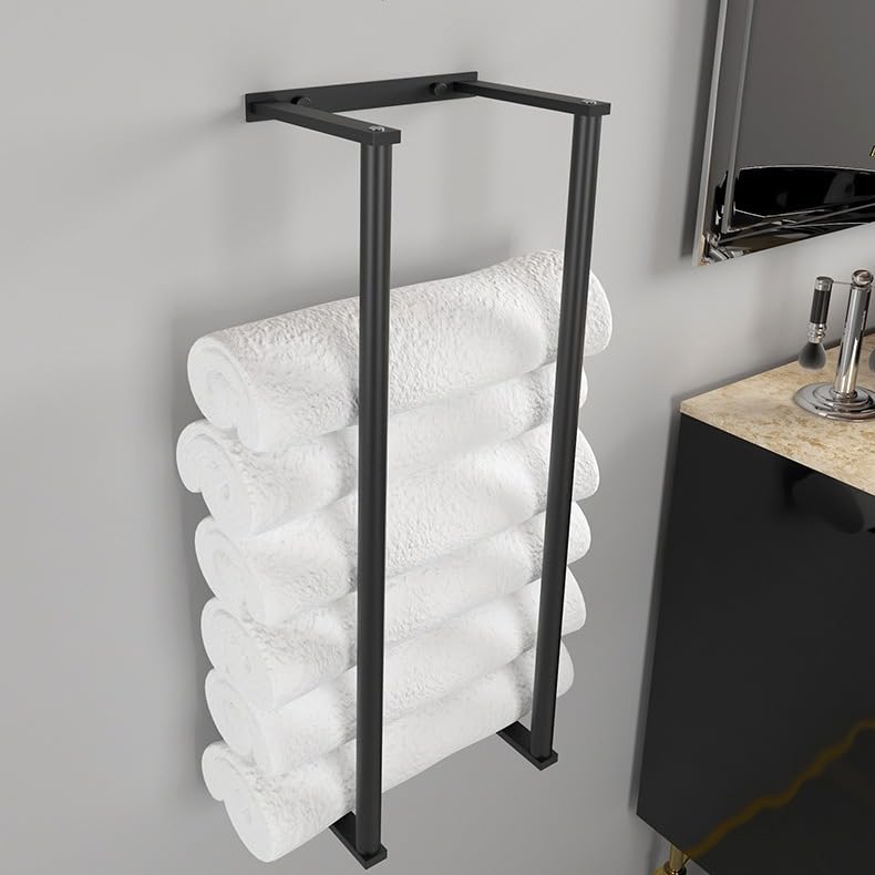 Towel Racks for Bathroom, Wall Mounted Towel Storage Holder, Stainless Steel Bathroom Towel Holder Can Hold 6 Bath Sheets for Bathe Towels and Hand