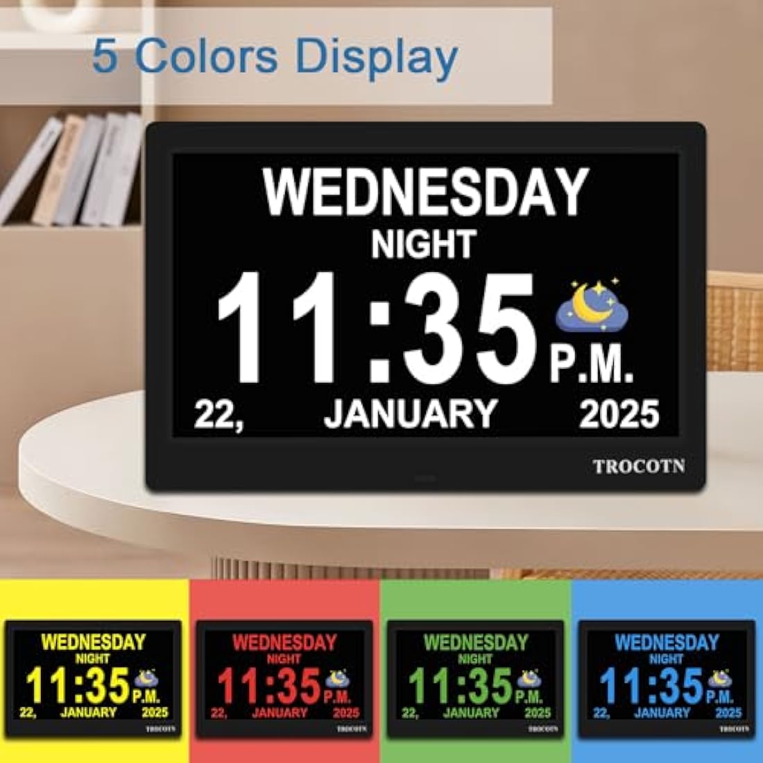 TROCOTN dementia clocks, digital clock with date and day for elderly, alzheimers day clock large display calendar clocks (10 Inches Black)