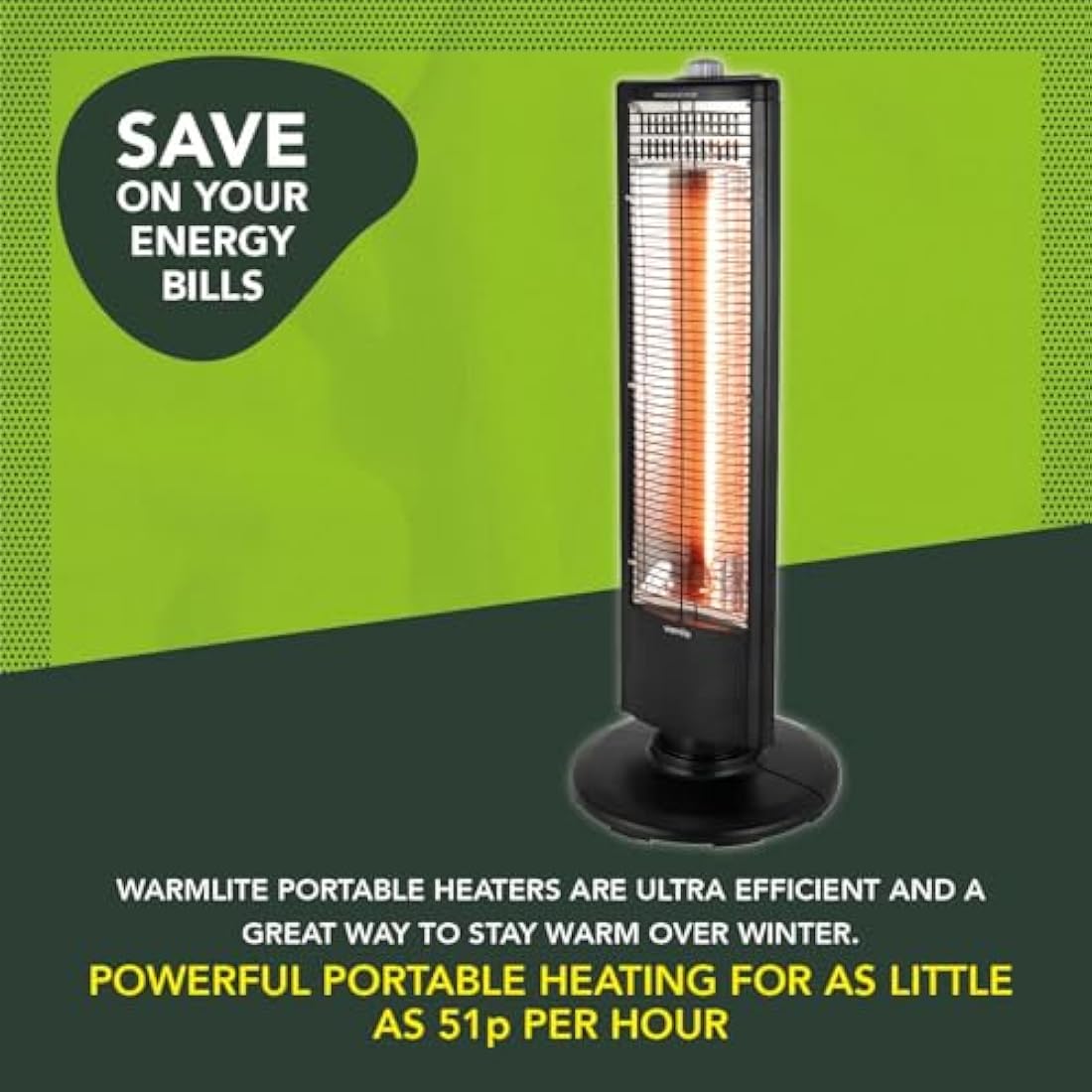 Warmlite WL42013 Infrared Heater with Oscillation, Overheat Protection, Black