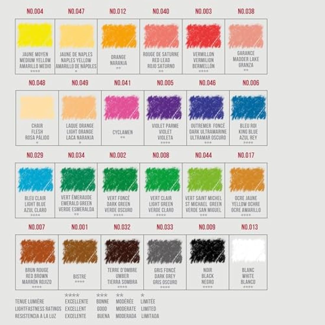 Conte a Paris Pastel Pencil Set - Assorted ,Black/Green/Grey/Yellow,(Set of 24)
