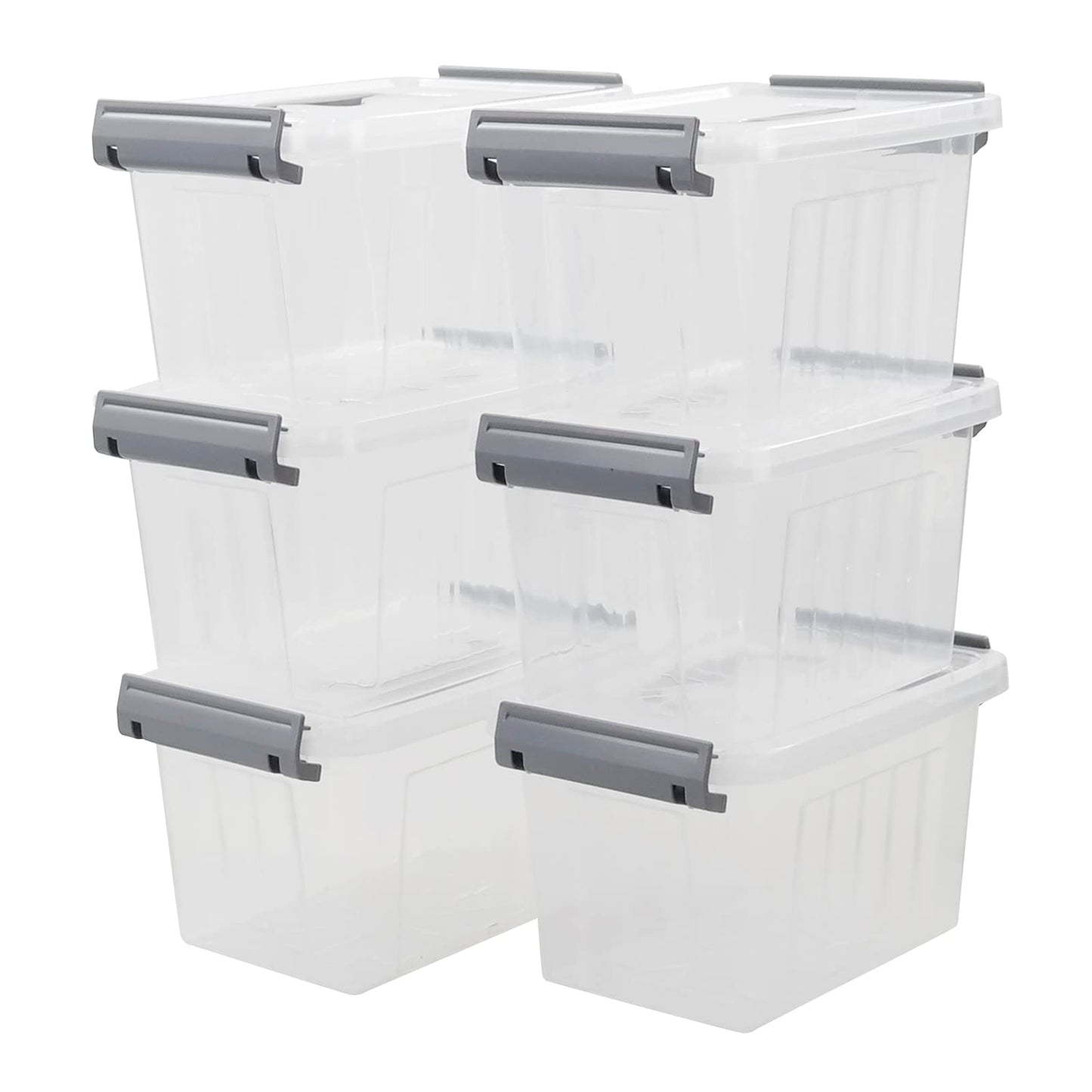 Hespama 6 Pack 3 L Small Storage Boxes with Lids, Clear Lidded Storage Box