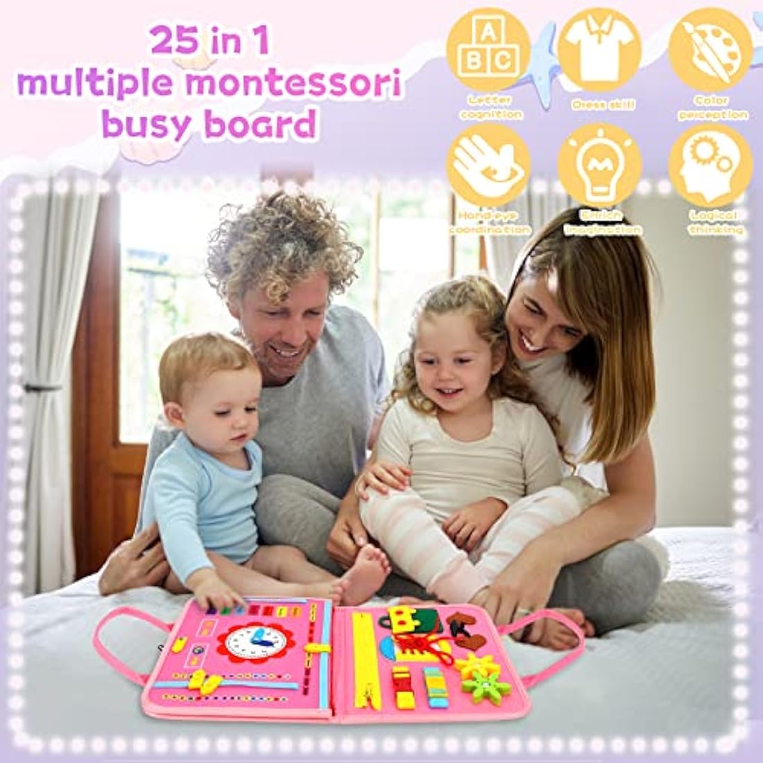 Montessori Sensory Toys for 1-2-3 Year Old Toddler - Kids Busy Board for 12-36 Month Baby Boys Girls Gift for 1-3 Baby Activity Games Learning Educational Toys for 1-4 Year Olds Gifts for 1-4 Toddlers