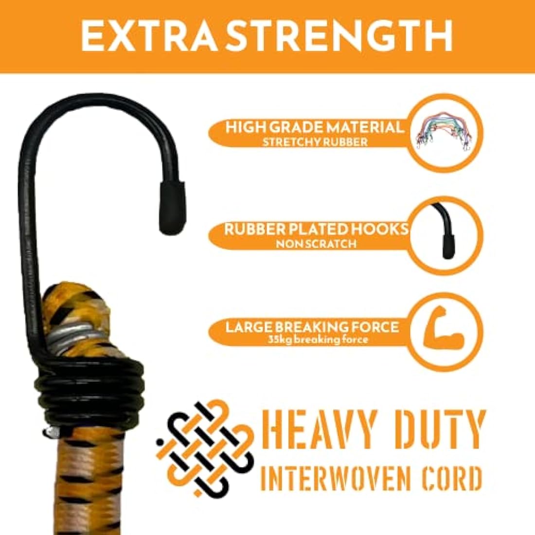 Xtremeauto Bungee Cords With Hooks 𝐉𝐮𝐦𝐛𝐨 𝐏𝐚𝐜𝐤 Of 12 Heavy Duty [𝐌𝐢𝐥𝐢𝐭𝐚𝐫𝐲 𝐆𝐫𝐚𝐝𝐞] Bungee Cord, UV Resistant Double Braided Elastic Bungee Straps For Securing Tarps Luggage Tents
