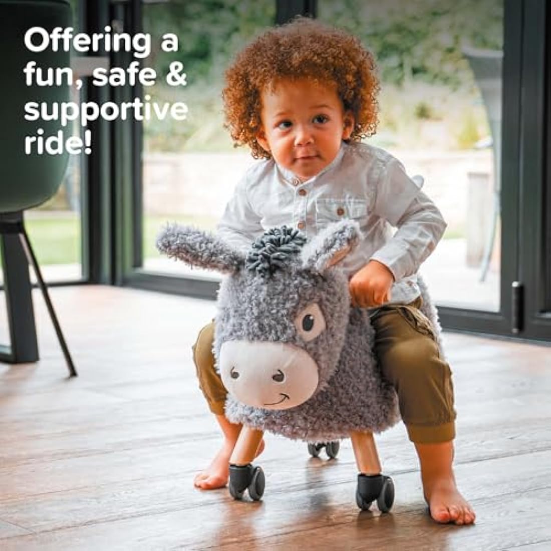 Little Bird Told Me - Bojangles Donkey Ride On Toy for Toddler 12+ Months Unisex - Soft Animal Toy on Wheels, Sturdy Wooden Frame, Wipe Clean Supportive Seat - British Brand Since 2007