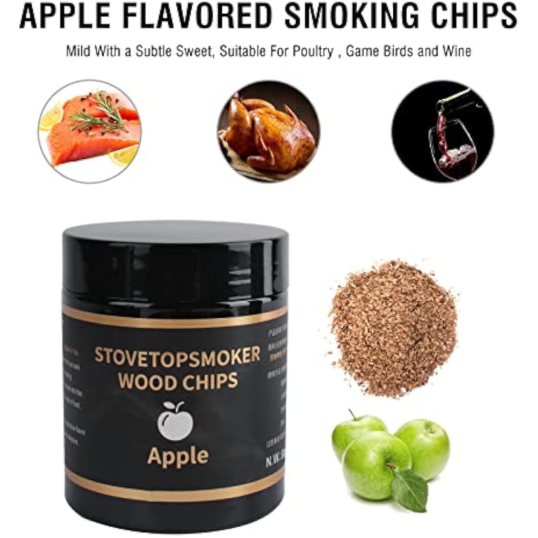 BORUiT Smoker Wood Chips for Smoking and Grilling, 4 Flavors Natural Apple Pecan Cherry Oak Smoking Wood Chips Great for BBQ Smoking Beef Pork Chicken Fish and Whisky