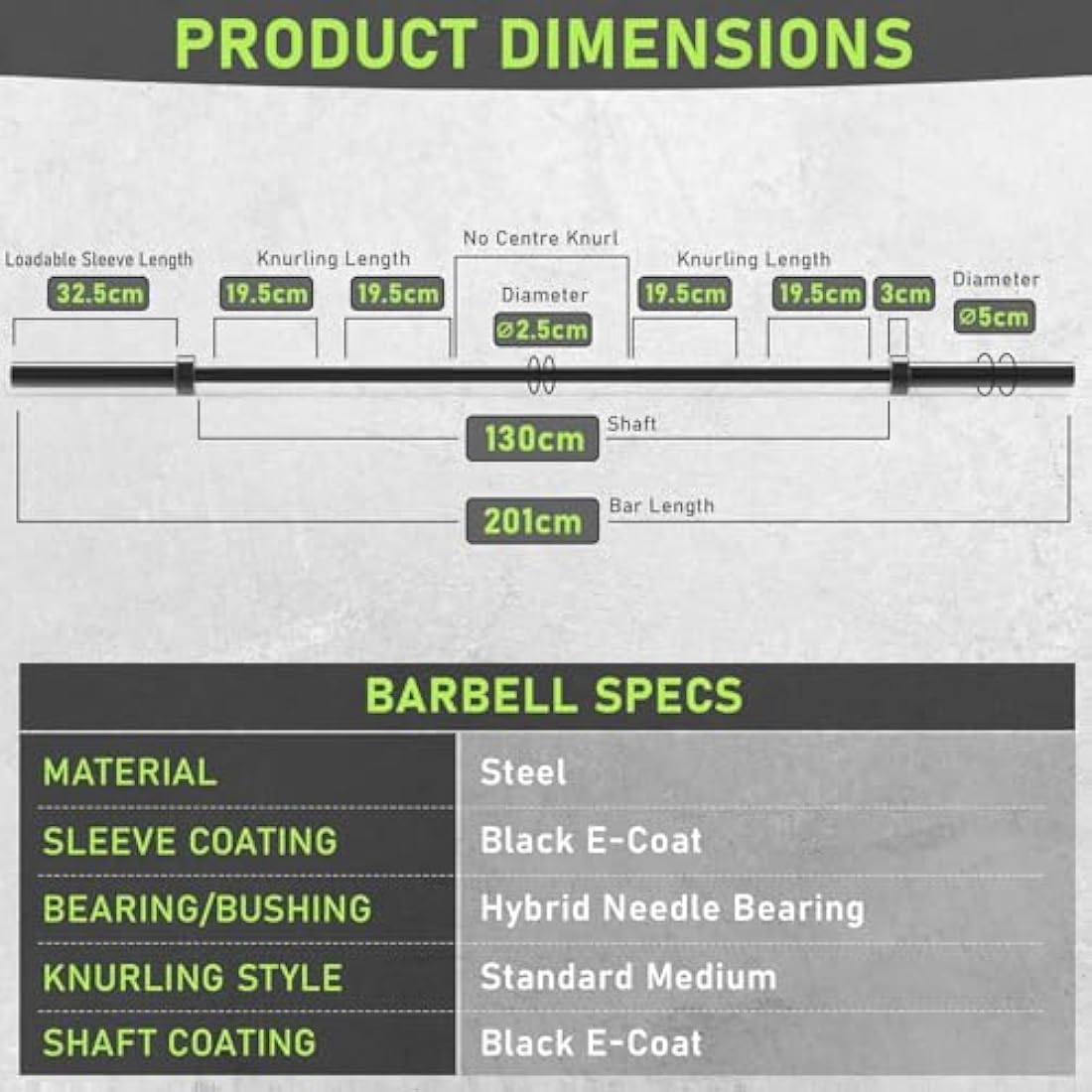 PhysKcal Olympic Barbell, 15kg/20kg Multipurpose Bar, 6.6ft/7.2ft Men's and Women’s Barbell for Weightlifting Powerlifting, 2 Inches Barbell Bar for Squat, Bench Press, Deadlift
