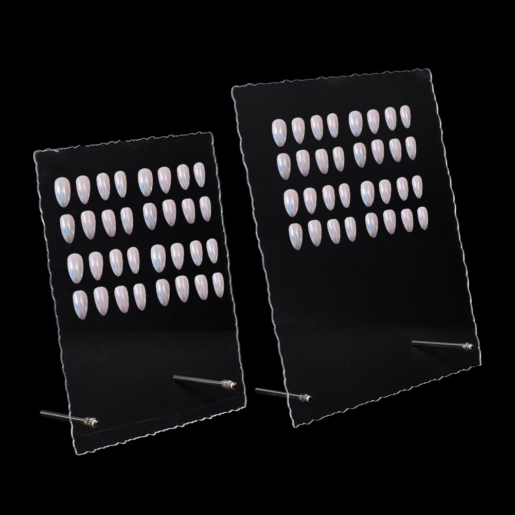 DELORIGIN 2pcs Nail Art Display Board Acrylic Nail Art Organiser Nail Tip Exhibition Clear Removable Holder Nail Practice Board Fingernail Display