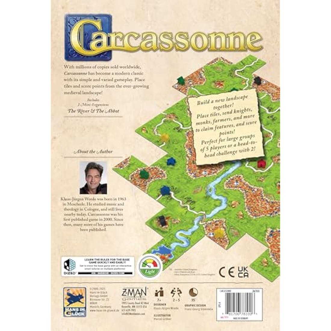 Z-Man Games | Carcassonne | Board Game | Ages 7+ | 2-5 Players | 45 Minutes Playing Time