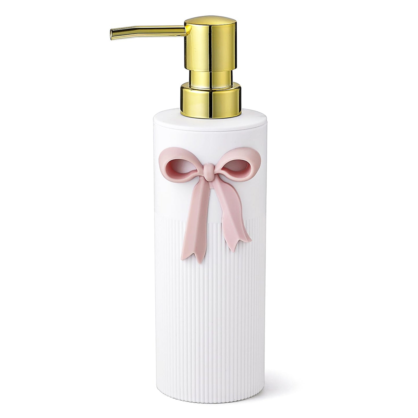 White Soap Dispenser with Decorative Pink Bow Hand Soap Dispenser for Sink