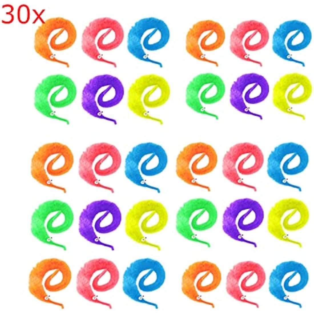 JZK 30 x Magic twisty wiggly worm fuzzy worm for kids birthday party favours, party bag fillers, party supplies