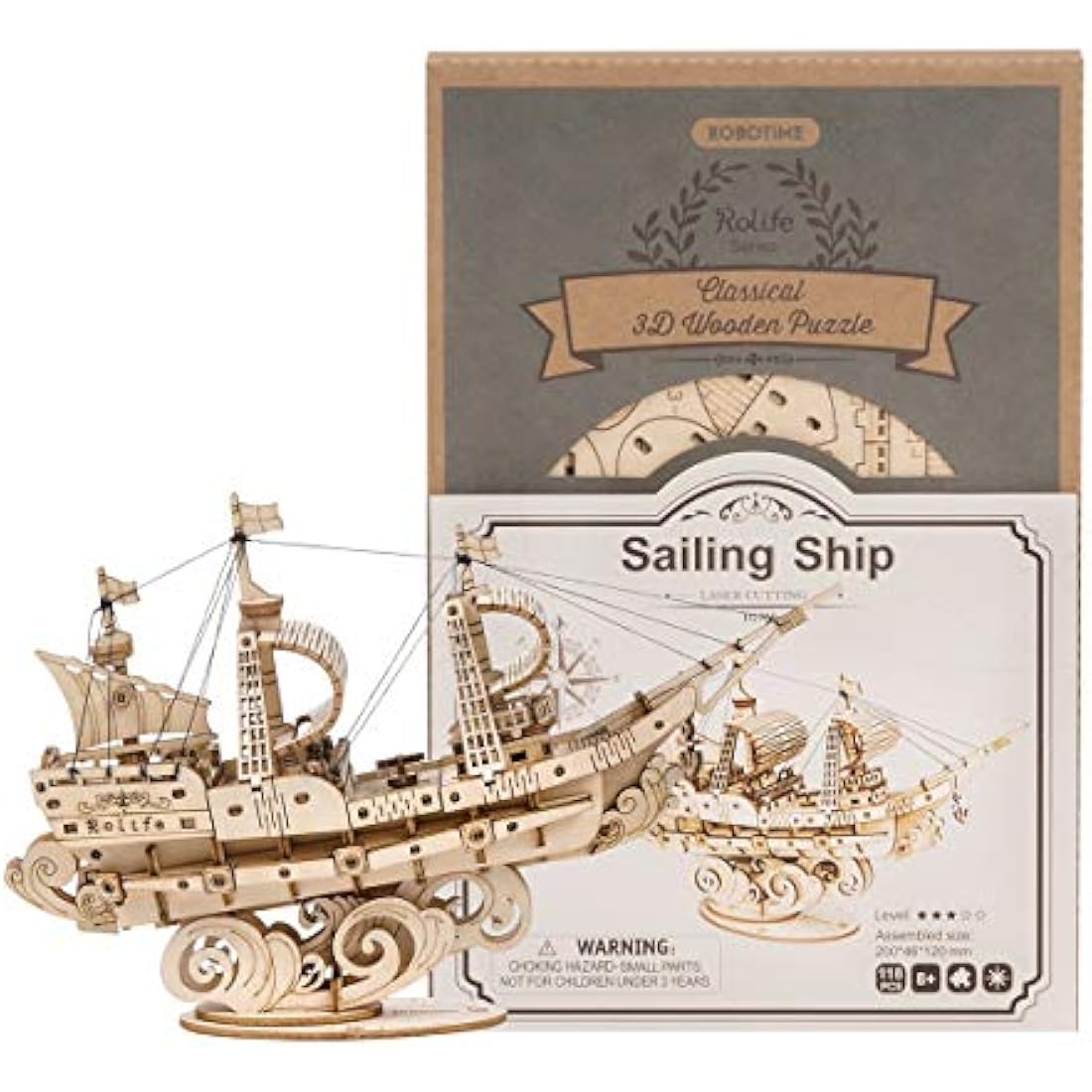 Rolife Model Kits Sailing Ship - 3D Puzzle Boat Wooden Puzzles for Adults and Teens, Construction Kits Toy Building Sets Home Desk Decoration Gifts