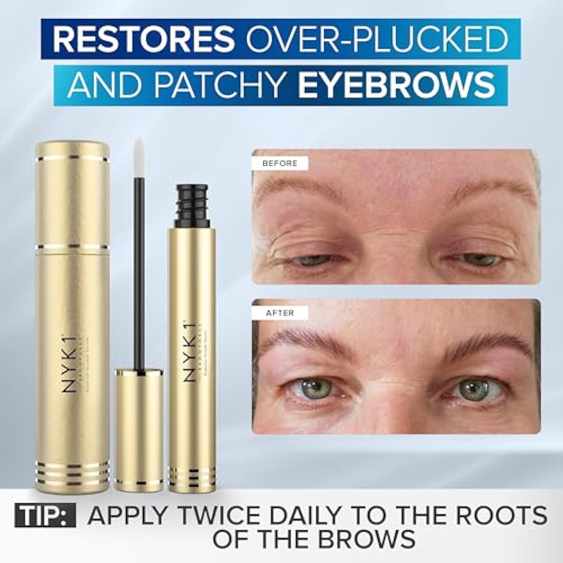 NYK1 CONCENTRATED Eyebrow Growth Serum For Thicker Brows (XL - 8ml) BrowForce Eyebrow Serum To Grow Fuller Thicker Natural Eye Brows - Advanced Eye Brow Growth Serums Formula For Eyebrows Regrowth