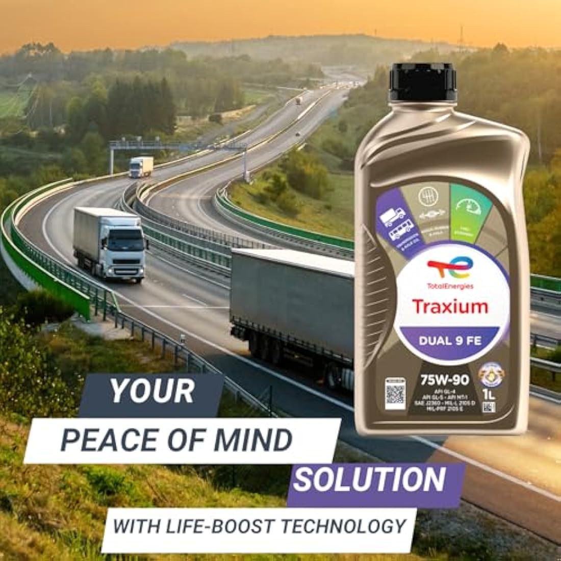TotalEnergies TRAXIUM DUAL 9 FE Synthetic 75W90 Transmission Oil API GL-4/5, MT-1, SAE J2360-1 Liter